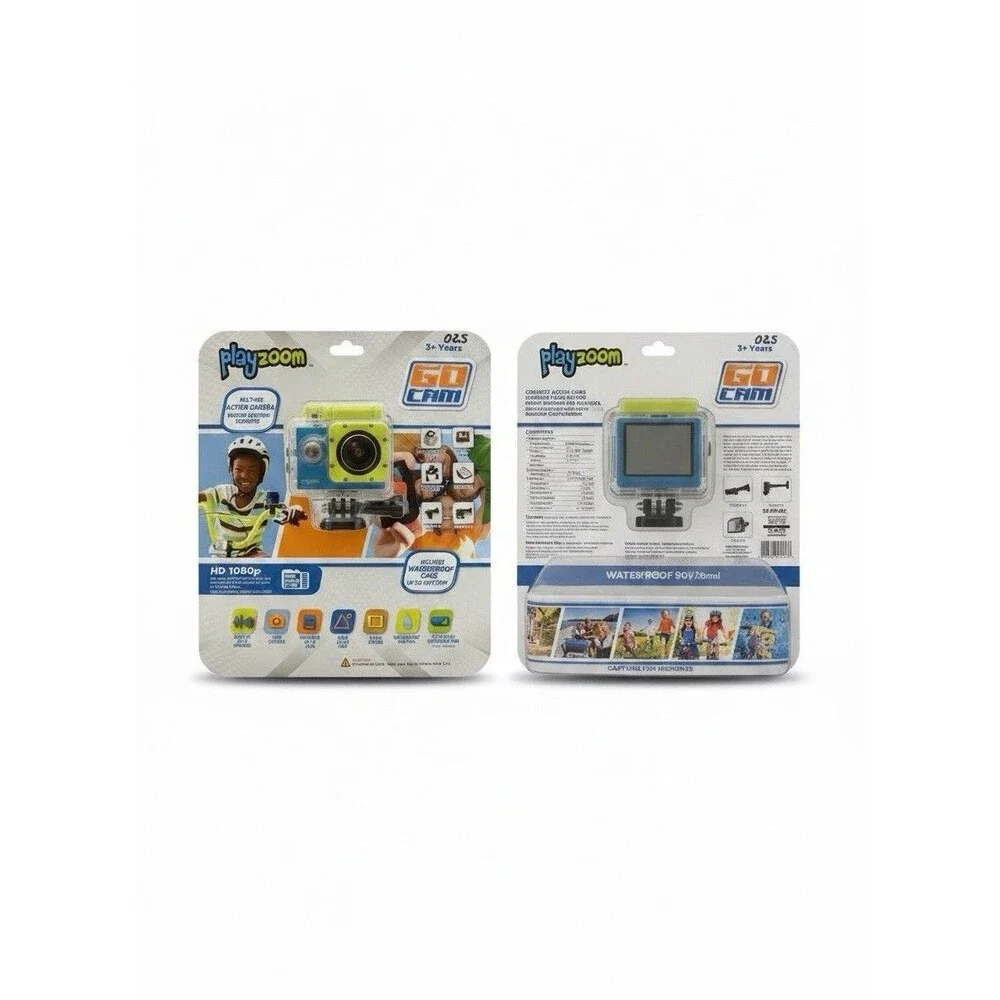 PlayZoom GoCam HD 1080P Kids Action Camera Waterproof Case Blue New